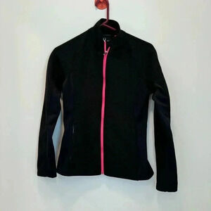Spyder Womens Jacket Small  Black Waffle Weave Knit Full Zip Casual Logo